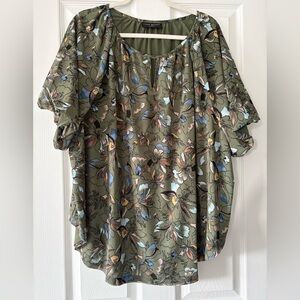 Lane Bryant Olive Floral Blouse